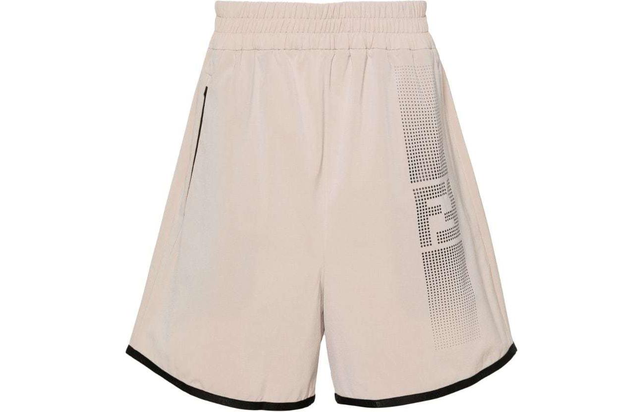 FENDI SS24  Logo Print Casual Shorts Almond Beige. FAB906AR53