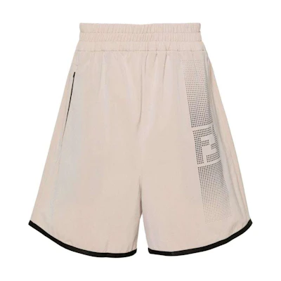 FENDI SS24 Logo Print Casual Shorts Almond Beige. FAB906AR53