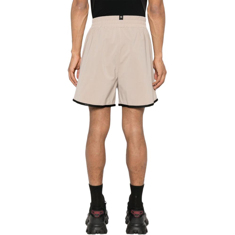 Shop 芬迪 SS24 标志印花休闲短裤 杏仁色米色. FAB906AR53