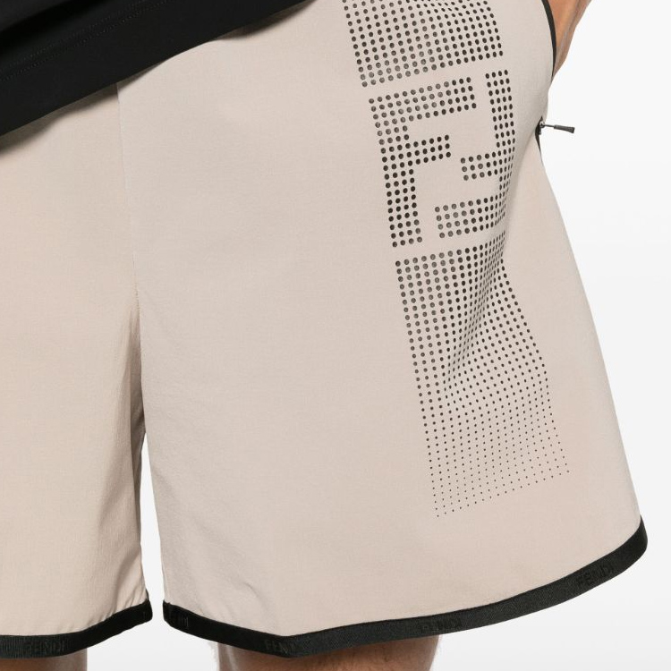 Details for 芬迪 SS24 标志印花休闲短裤 杏仁色米色. FAB906AR53