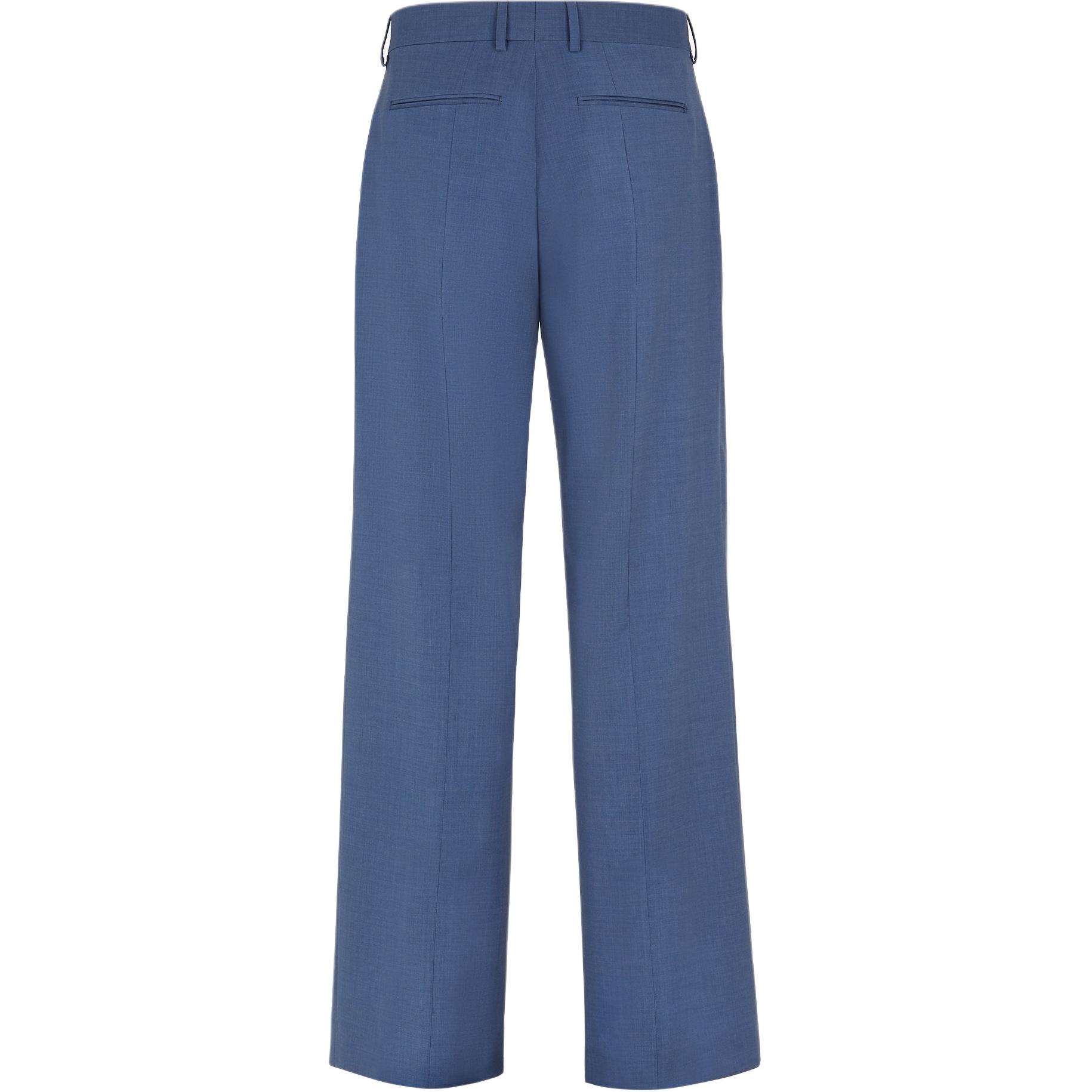 FENDI SS24  Solid Color Mid-Rise Pleated Straight Pants Blue FB0961ASCHF0QC7 圖 3