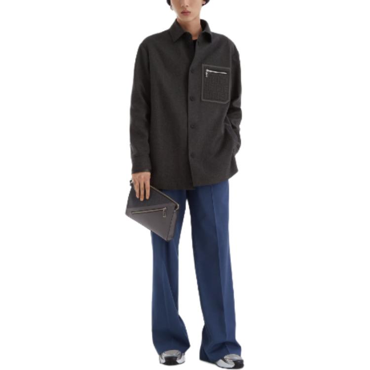 FENDI SS24  Solid Color Mid-Rise Pleated Straight Pants Blue FB0961ASCHF0QC7 圖 4