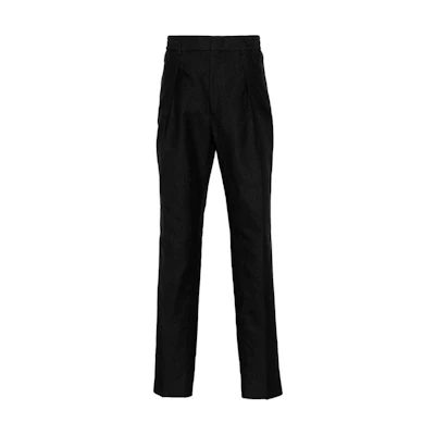 FENDI SS24 Solid Textured Pleated Slim Tapered Pants Black. FB0767AR9DF0QA1