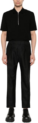 FENDI SS24 Solid Textured Pleated Slim Tapered Pants Black. FB0767AR9DF0QA1 Lookbook FENDI SS24 Solid Textured Pleated Slim Tapered Pants Black. FB0767AR9DF0QA1