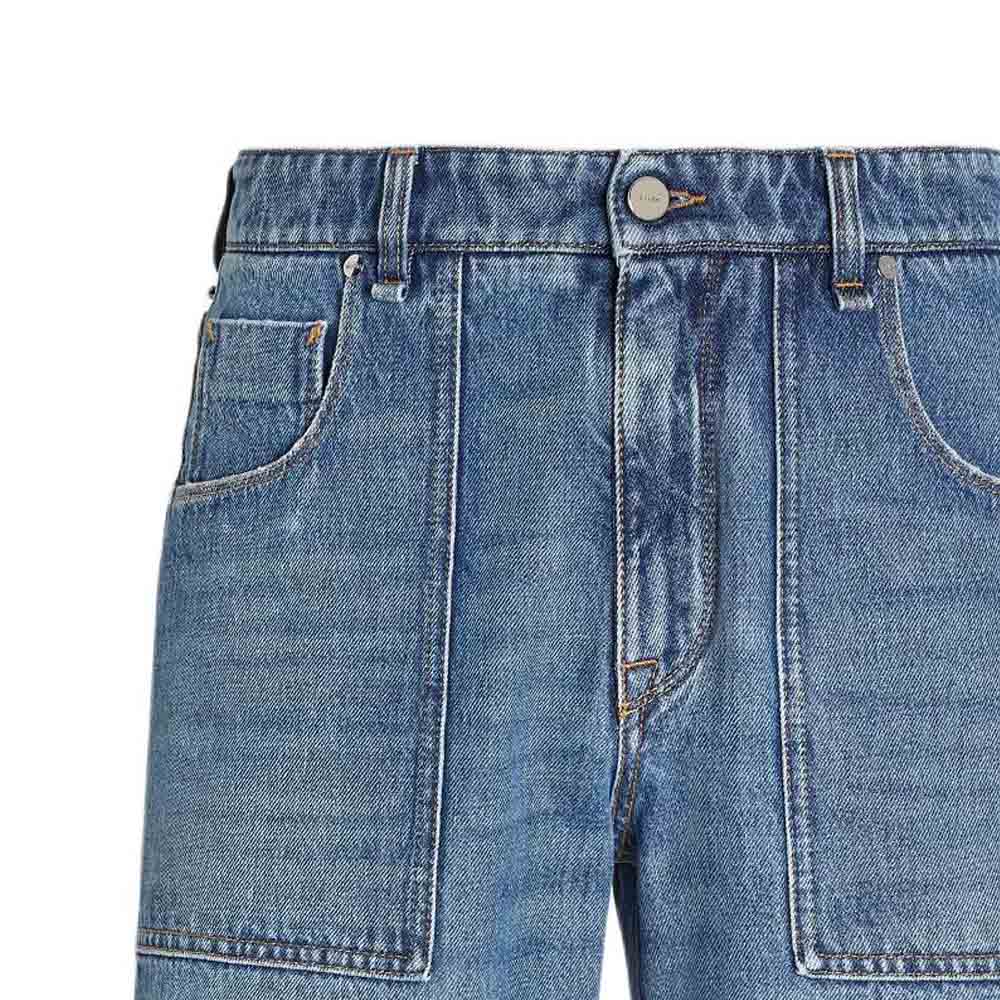 Purchase FENDI SS24 直筒牛仔短褲附標誌藍色款式。 FLP358AS02F0RBB