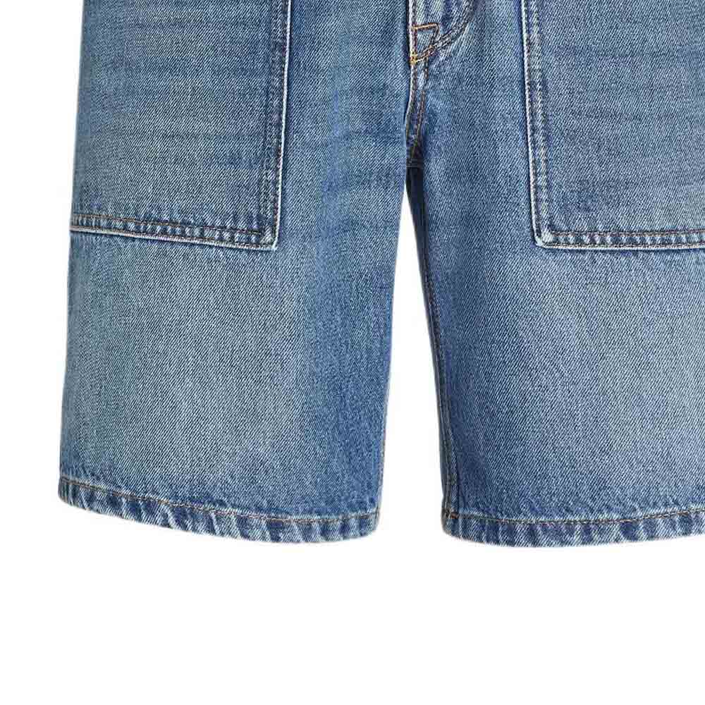 Details for FENDI SS24 直筒牛仔短褲附標誌藍色款式。 FLP358AS02F0RBB