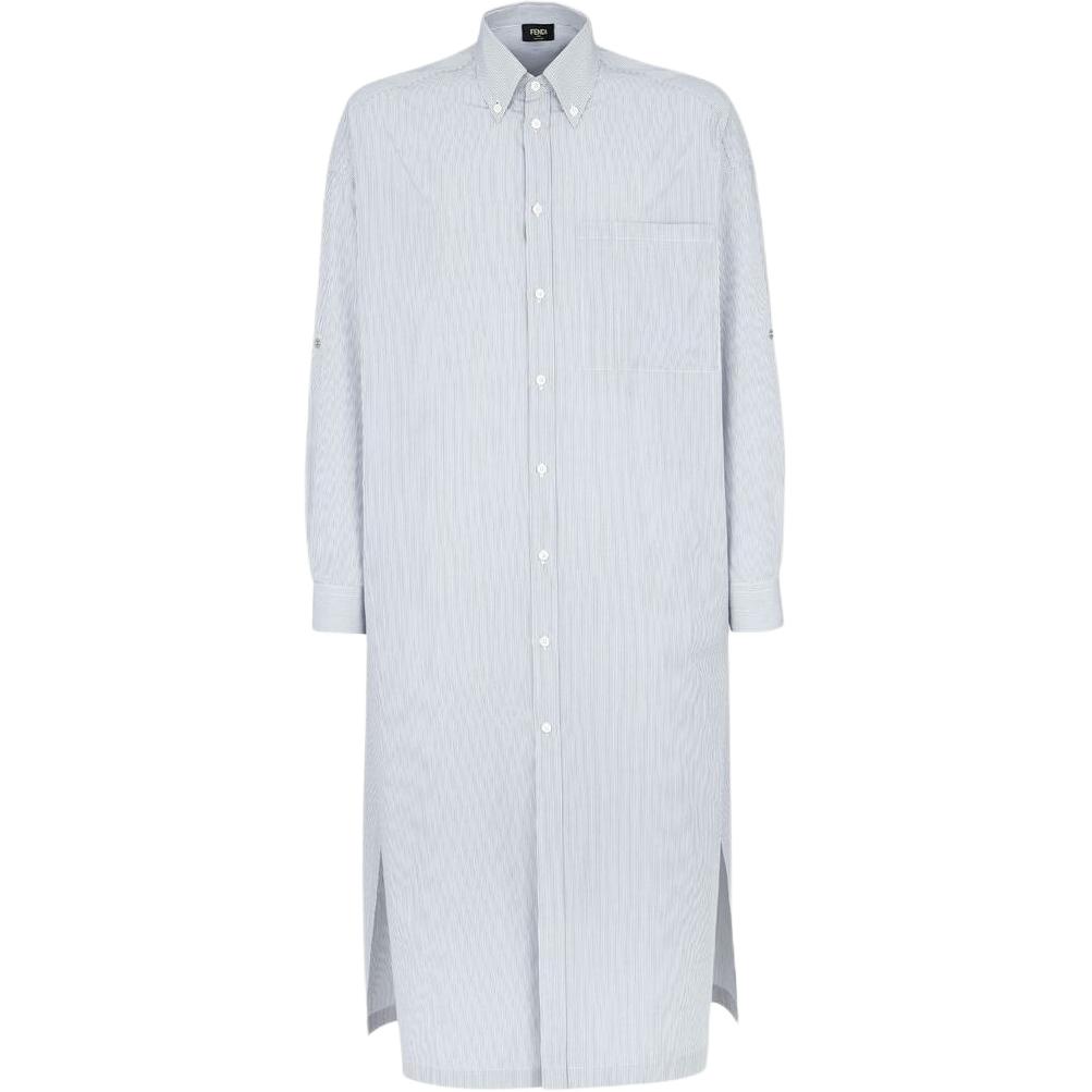 FENDI SS24  Striped Long-Sleeve Button-Up Shirt Light Blue Loose Fit FS1246AR5VF0HH3