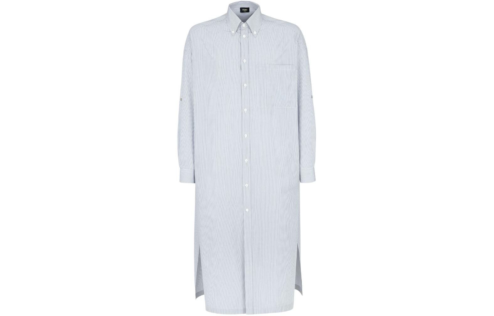 Order FENDI Kemeja Long-Sleeve Striped SS24 Loose Fit Warna Biru Muda FS1246AR5VF0HH3