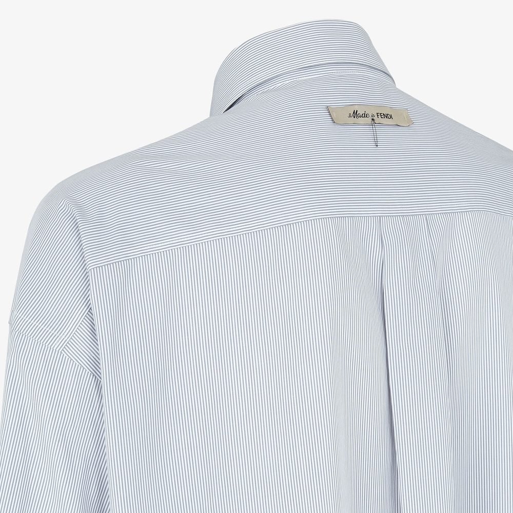 Purchase FENDI Kemeja Long-Sleeve Striped SS24 Loose Fit Warna Biru Muda FS1246AR5VF0HH3