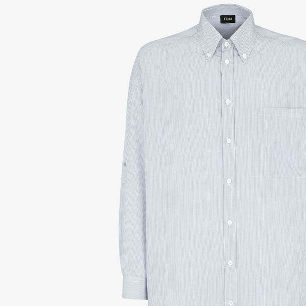 Details for FENDI Kemeja Long-Sleeve Striped SS24 Loose Fit Warna Biru Muda FS1246AR5VF0HH3