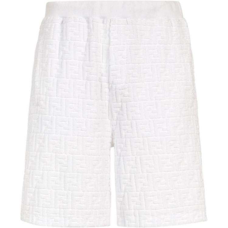 Order 펜디 SS24 화이트 로고 엘라스틱 캐주얼 쇼츠. FB0689ARYPF0QA0