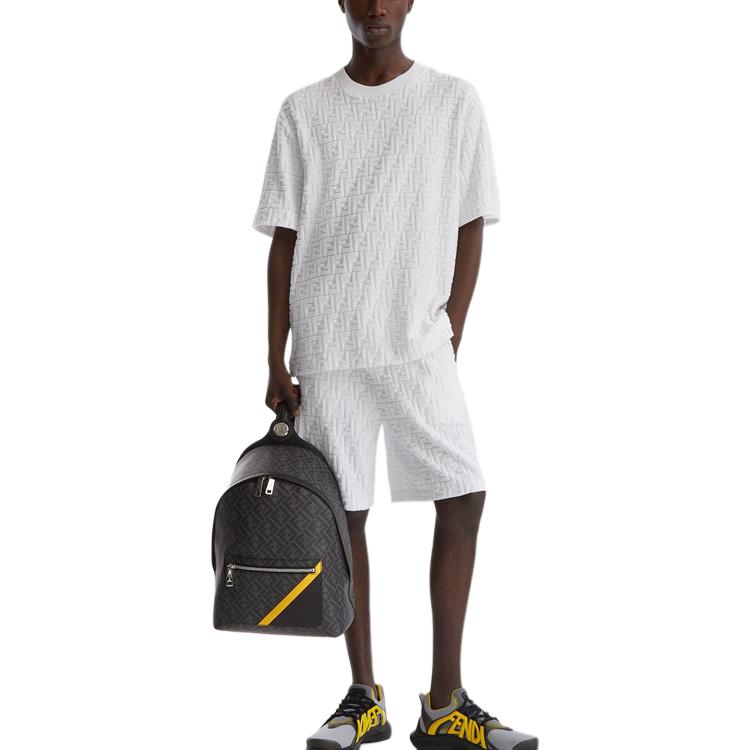 Shop 펜디 SS24 화이트 로고 엘라스틱 캐주얼 쇼츠. FB0689ARYPF0QA0