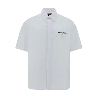 FENDI SS24 White Short Sleeve Shirt with Letter Embroidery and Collar. FS0795AR64F0QA0