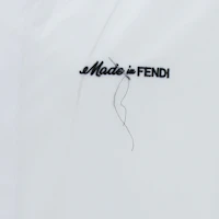 Shop FENDI SS24 白色短袖襯衫,字母刺繡設計搭配領口。 FS0795AR64F0QA0