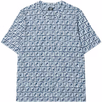 FENDI SS24 All-Over Logo Blue Crewneck Casual T-Shirt. FY0936AR79F04V6 FENDI SS24 All-Over Logo Blue Crewneck Casual T-Shirt. FY0936AR79F04V6