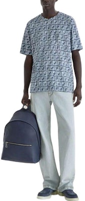 FENDI SS24 All-Over Logo Blue Crewneck Casual T-Shirt. FY0936AR79F04V6 Shop FENDI SS24 All-Over Logo Blue Crewneck Casual T-Shirt. FY0936AR79F04V6