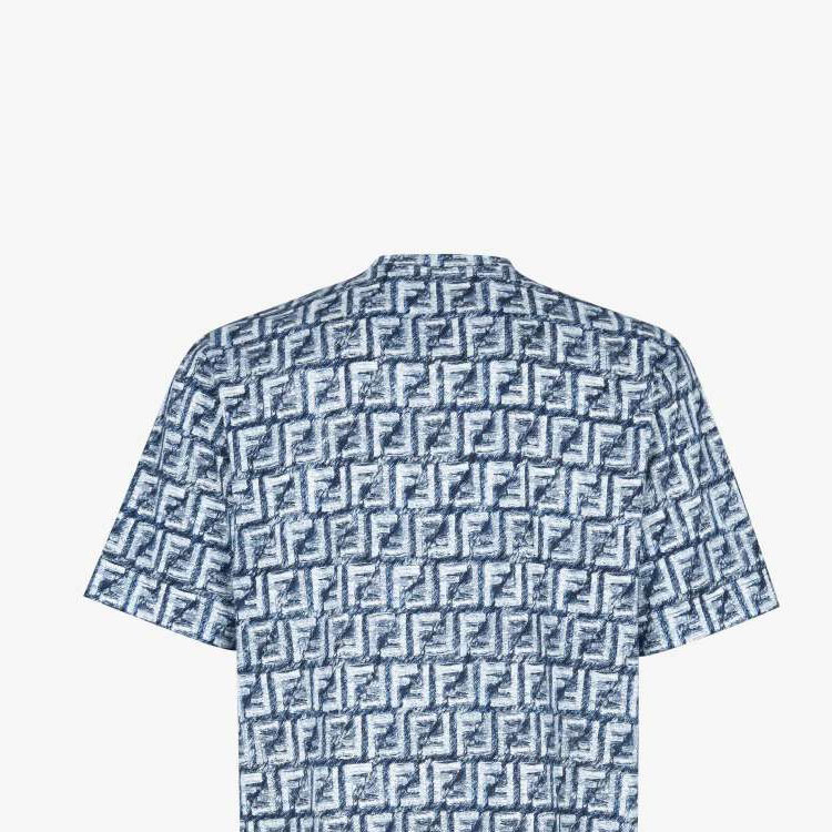 Details for FENDI SS24 Camiseta Azul Casual con Logo por Todo Lado. FY0936AR79F04V6