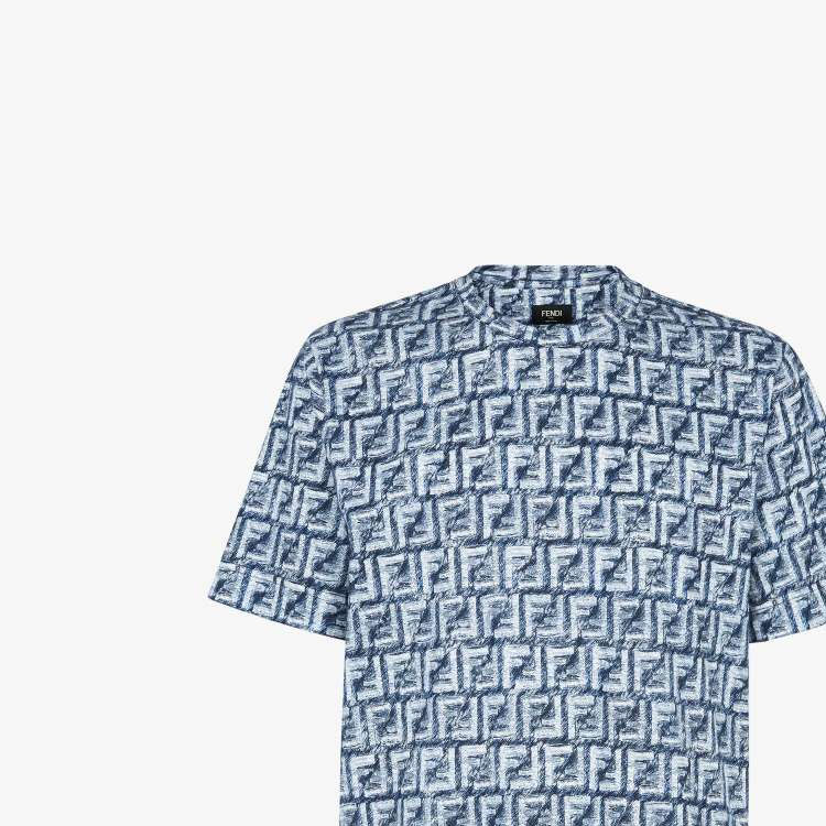 Cheap FENDI SS24 Camiseta Azul Casual con Logo por Todo Lado. FY0936AR79F04V6