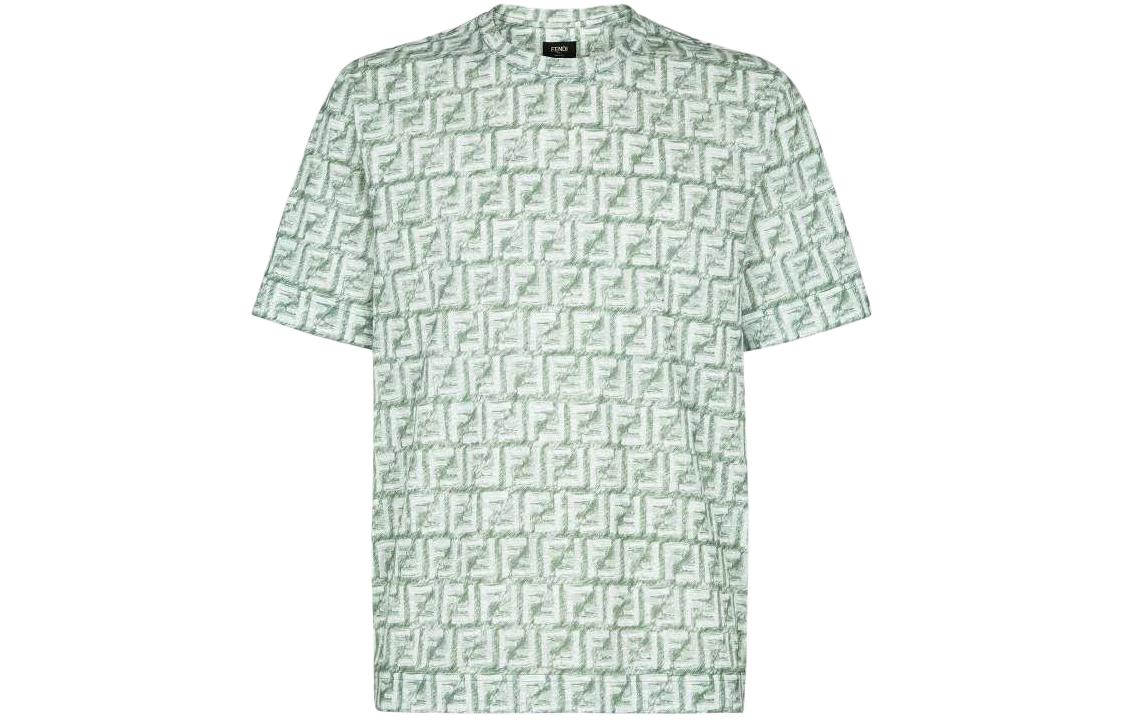 FENDI SS24 All-Over Logo Green Oversized Relaxed Fit T-Shirt for Men. FY0936AR79F1MTQ 圖 2