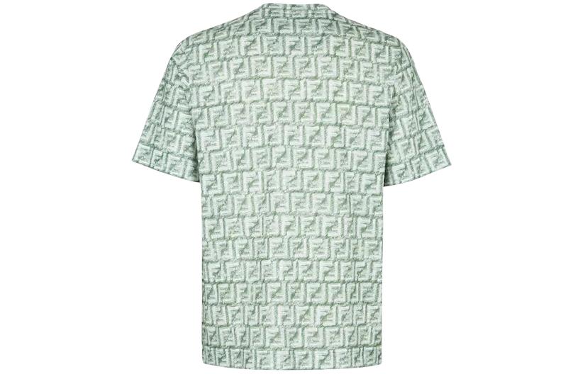 FENDI SS24 All-Over Logo Green Oversized Relaxed Fit T-Shirt for Men. FY0936AR79F1MTQ 圖 3