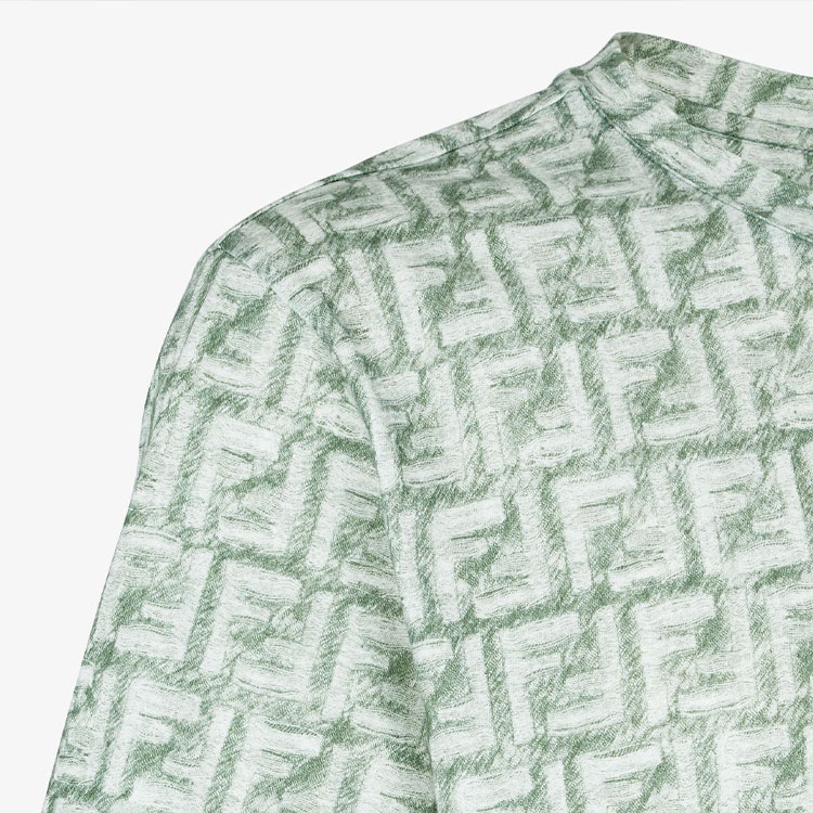 FENDI SS24 All-Over Logo Green Oversized Relaxed Fit T-Shirt for Men. FY0936AR79F1MTQ 圖 5