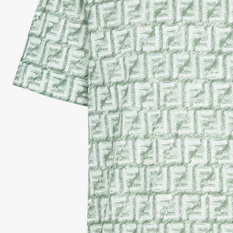 FENDI SS24 All-Over Logo Green Oversized Relaxed Fit T-Shirt for Men. FY0936AR79F1MTQ 圖 7