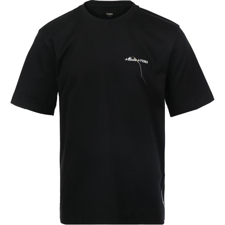 Order FENDI SS24 Kaos Pria Hitam Cetak Huruf Crewneck Lengan Pendek. FY0936AR6WF0-QA1