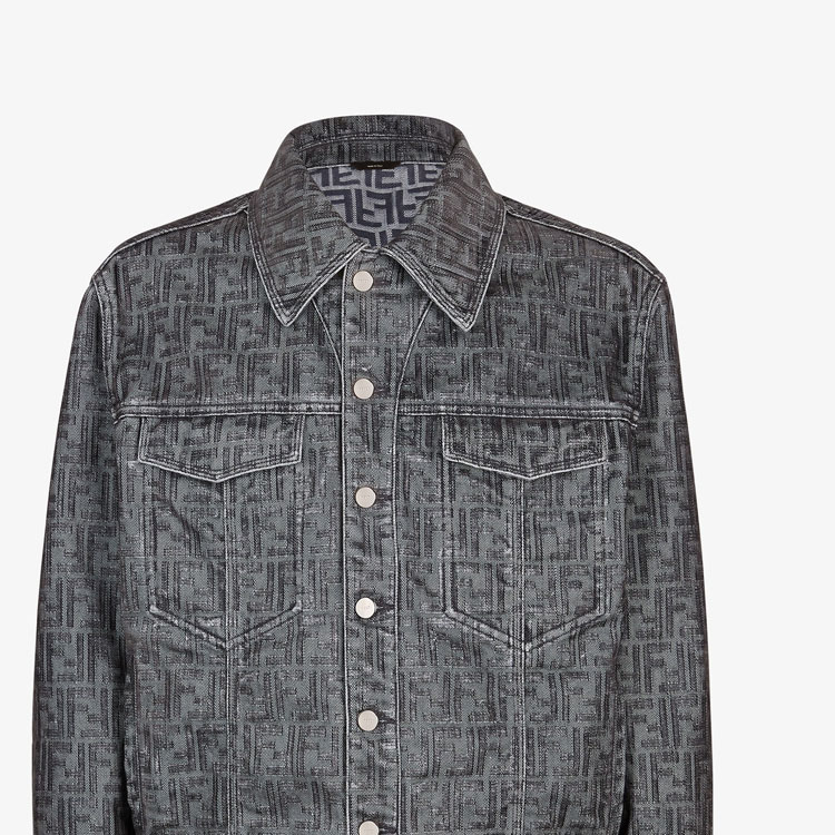Purchase FENDI SS24 Jaket Denim Cetak Logo Kelabu Lengan Panjang Berkerah. FW0428APSWF1LUY