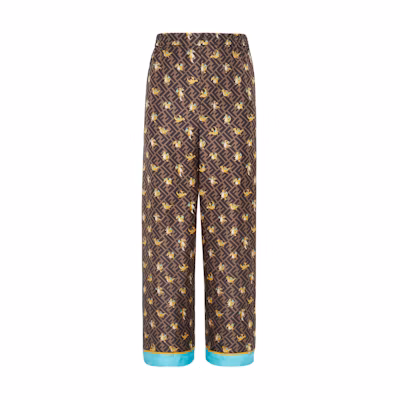 FENDI SS24 Pokémon Print Zipper Casual Pants Brown Men FB0748AQIOF0ZA0