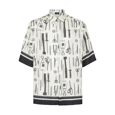 FENDI SS24 Utility Print Short-Sleeve Button-Up Shirt White FS0966AR65F1MTG