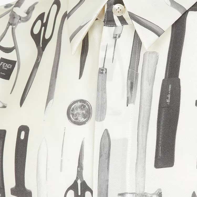 FENDI SS24 Utility Print Short-Sleeve Button-Up Shirt White FS0966AR65F1MTG 圖 7