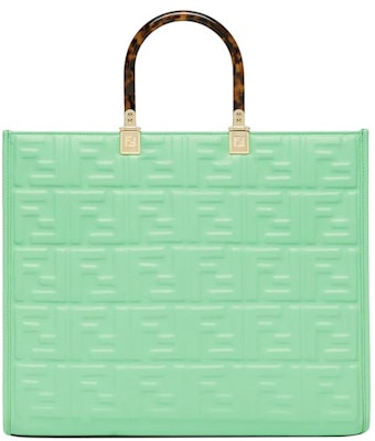 芬迪陽光中號綠色FF圖案皮革購物袋 Order 芬迪陽光中號綠色FF圖案皮革購物袋