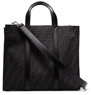 Fendi Tote Bag FF Monogram Jacquard Black/Grey Buy Fendi Tote Bag FF Monogram Jacquard Black/Grey