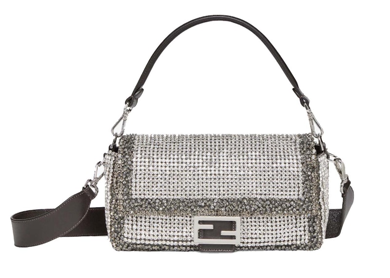 Fendi Transparent and Crystal Embroidered Baguette Black