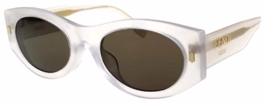 FENDI Unisex Oval Sunglasses White with Logo Temples FE40125F-21E FENDI Unisex Oval Sunglasses White with Logo Temples FE40125F-21E