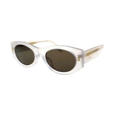 FENDI Unisex Oval Sunglasses White with Logo Temples FE40125F-21E