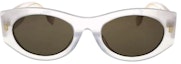 Shop FENDI Unisex Oval Sunglasses White with Logo Temples FE40125F-21E