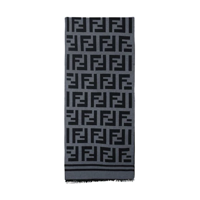 FENDI Unisex Wool Silk Scarf Black/Grey FXS424A3Q1F0RP3