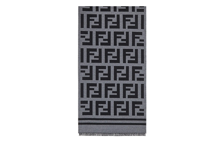 FENDI Unisex Wool Silk Scarf Black/Grey FXS424A3Q1F0RP3 圖 2