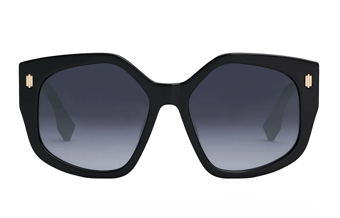 Lookbook FENDI 防紫外線不規則黑色太陽眼鏡 男女通用 FE40017I-01W-55