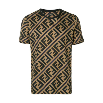 FENDI Vintage Print Brown Short Sleeve T-Shirt FY0894A7A8F14C2