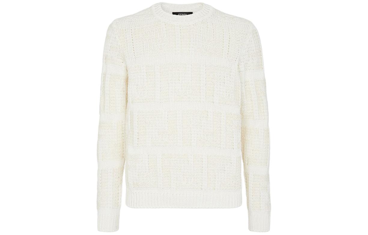 Order フェンディ ホワイト クルーネック 長袖 プルオーバー スウェットシャツ FZX091AR82F0LWU