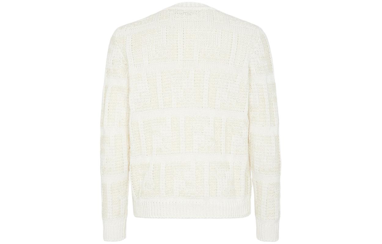 Lookbook フェンディ ホワイト クルーネック 長袖 プルオーバー スウェットシャツ FZX091AR82F0LWU