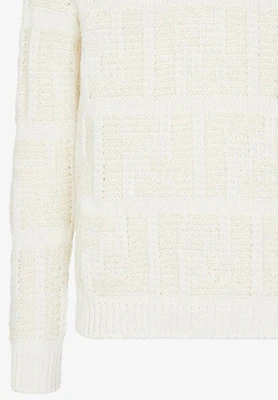 フェンディ ホワイト クルーネック 長袖 プルオーバー スウェットシャツ FZX091AR82F0LWU Sizing フェンディ ホワイト クルーネック 長袖 プルオーバー スウェットシャツ FZX091AR82F0LWU