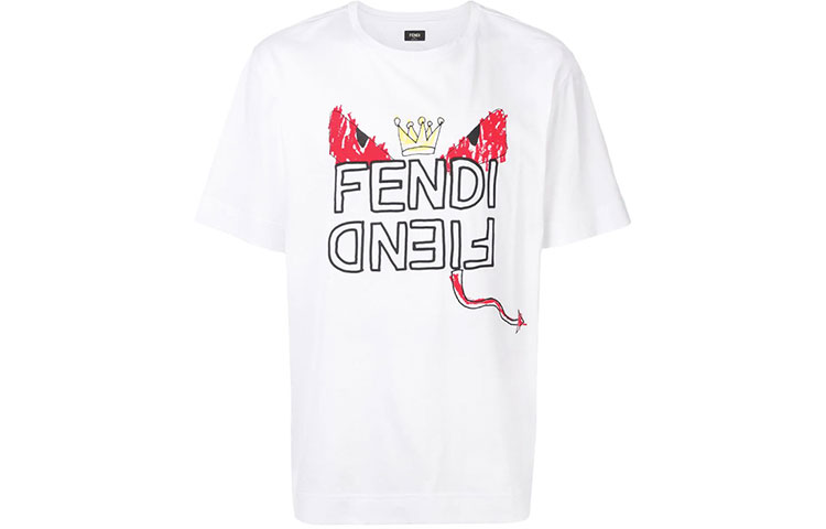 FENDI White Hand-drawn Monster Short Sleeve T-Shirt FY0936A6ZOF0QA0 圖 2