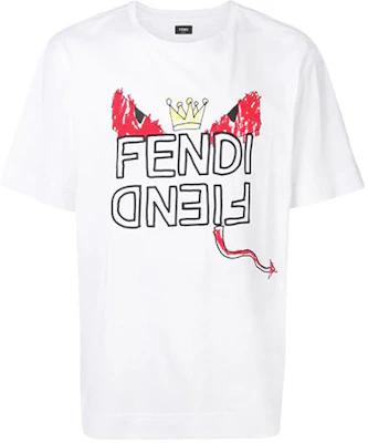 FENDI Baju-T Lengan Pendek Reka Monster Lukisan Tangan Putih FY0936A6ZOF0QA0 Order FENDI Baju-T Lengan Pendek Reka Monster Lukisan Tangan Putih FY0936A6ZOF0QA0