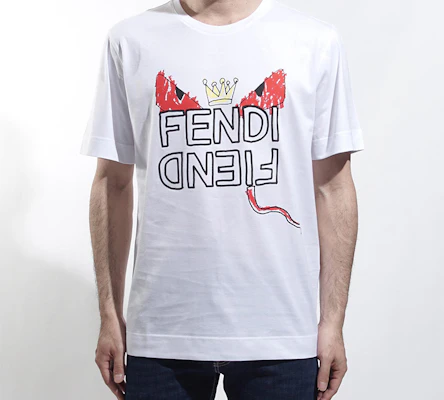 FENDI Baju-T Lengan Pendek Reka Monster Lukisan Tangan Putih FY0936A6ZOF0QA0 Lookbook FENDI Baju-T Lengan Pendek Reka Monster Lukisan Tangan Putih FY0936A6ZOF0QA0