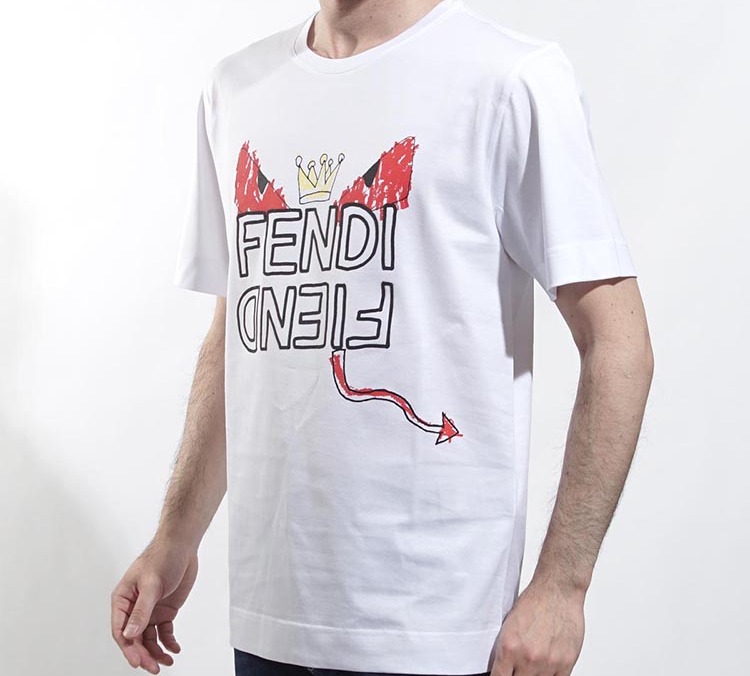 FENDI White Hand-drawn Monster Short Sleeve T-Shirt FY0936A6ZOF0QA0 圖 5