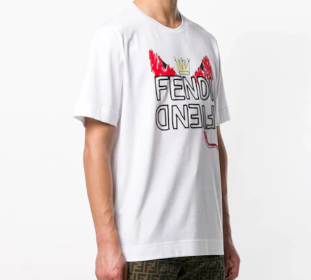 FENDI Baju-T Lengan Pendek Reka Monster Lukisan Tangan Putih FY0936A6ZOF0QA0 Details for FENDI Baju-T Lengan Pendek Reka Monster Lukisan Tangan Putih FY0936A6ZOF0QA0