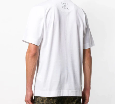 FENDI Baju-T Lengan Pendek Reka Monster Lukisan Tangan Putih FY0936A6ZOF0QA0 Sizing FENDI Baju-T Lengan Pendek Reka Monster Lukisan Tangan Putih FY0936A6ZOF0QA0